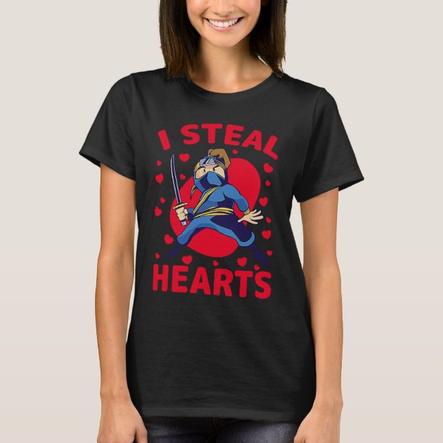 Camiseta I Steal Hearts Ninja Boys Valentines Day Toddler   (Frente)
