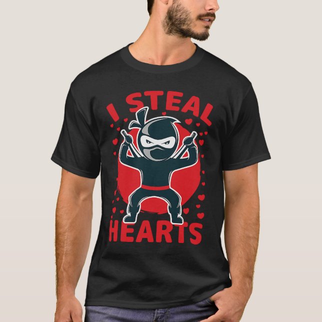 Camiseta I Steal Hearts Ninja Boys Valentines Day Toddler (Frente)