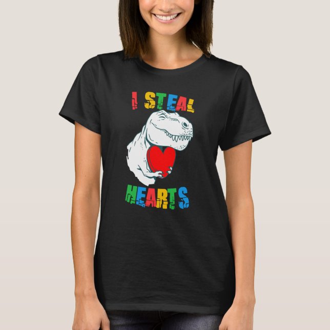 Camiseta I Steal Hearts Rex Autism Awareness Valentines Day (Frente)