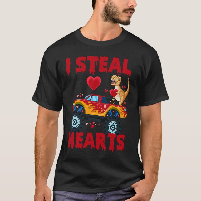 Camiseta I Steal Hearts T Rex Dinosaur Valentines Day For B (Frente)