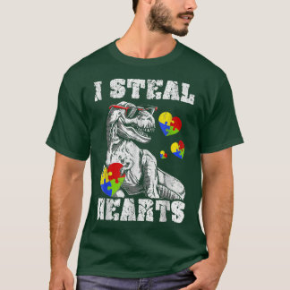 Camiseta I Steal Hearts Tre Dino Baby Boy Autism Awareness