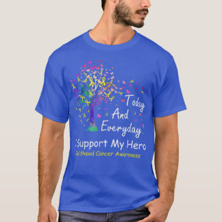 Camiseta I Support My Hero Tree Ribbon Childhood Cancer Awa