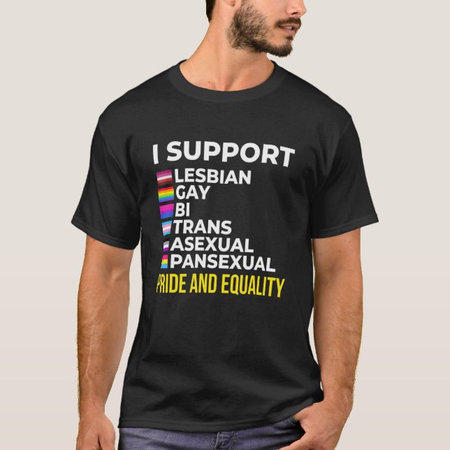Camiseta I Support Pride and Equality I Lesbian Gay Toleran (Frente)