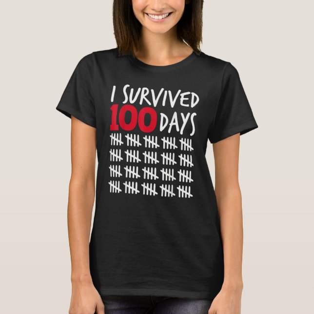 Camiseta I Survived 100 Days Happy 100th Day Of School Tall (Frente)