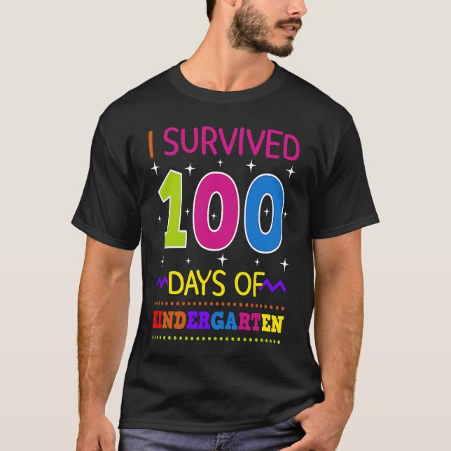 Camiseta I Survived 100 Days Of Kindergarten Pre K Teacher  (Frente)