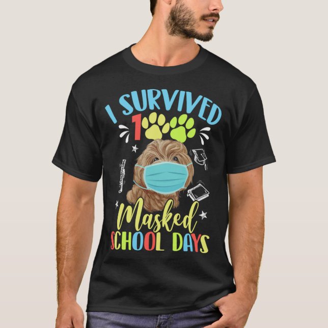 Camiseta I Survived 100 Days Of Masked School Day Cute Pood (Frente)
