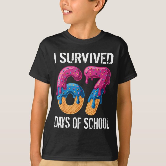 Camiseta I Survived 67 Days Of School Boys Ice Cream Drip T (Frente)