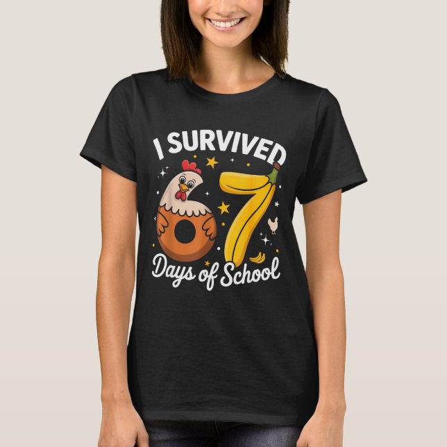 Camiseta I Survived 67 Days Of School Chicken Banana Kids 6 (Frente)