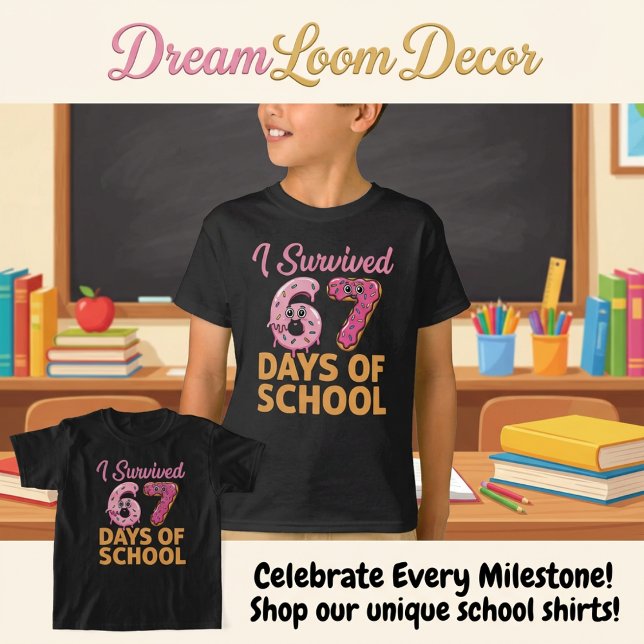 Camiseta I Survived 67 Days of School Donut Funny Kids (Criador carregado)
