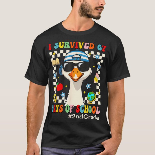 Camiseta I Survived 67 Days Of School Funny Goose Boys 2nd  (Frente)
