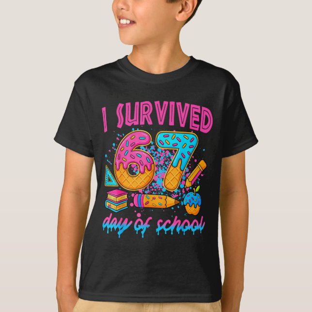 Camiseta I Survived 67 Days Of School Ice Cream Drip Six Se (Frente)