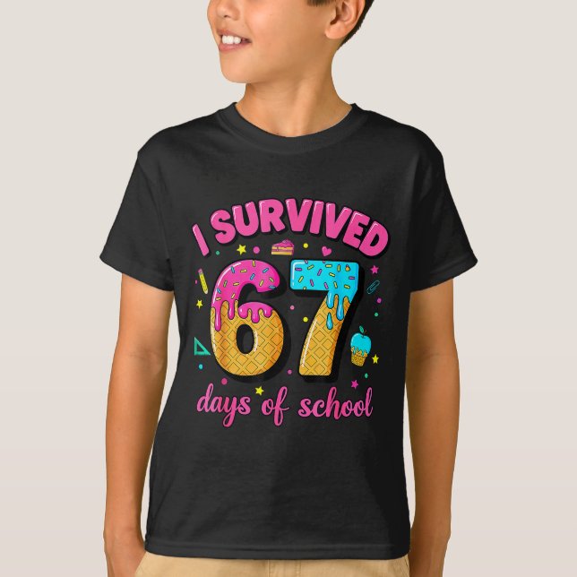 Camiseta I Survived 67 Days Of School Ice Cream Drip Six Se (Frente)