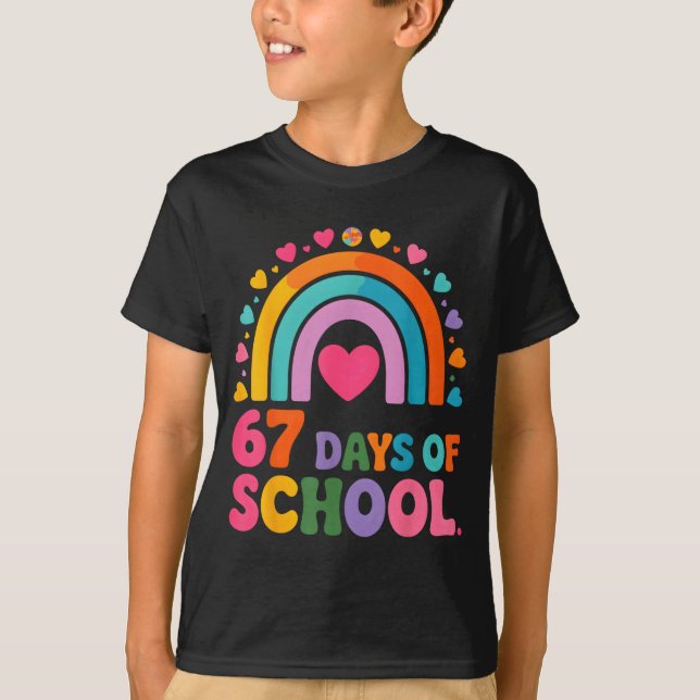 Camiseta I Survived 67 Days Of School Tie Die Rainbow Lover (Frente)