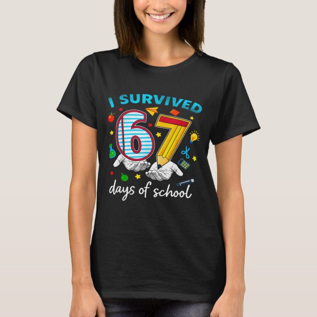 Camiseta I Survived 67th Day Of School Six Seven Kids  (Frente)