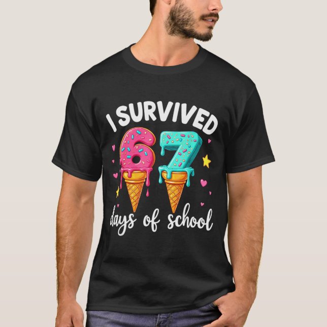 Camiseta I Survived 67th Days School Drip Ice Cream Funny 6 (Frente)