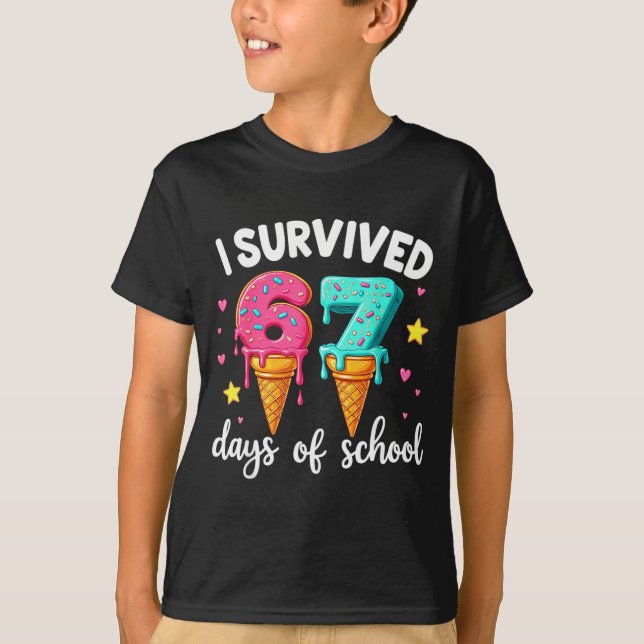 Camiseta I Survived 67th Days School Drip Ice Cream Funny 6 (Frente)
