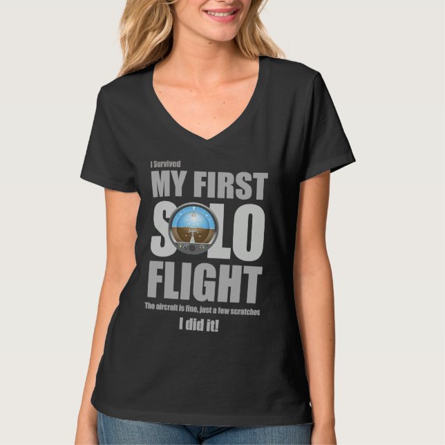 Camiseta I Survived My First Solo Flight (Frente)