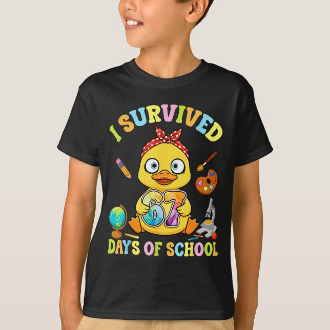 Camiseta I Survived Six Seven Days Of School Cute Duck Stud (Frente)