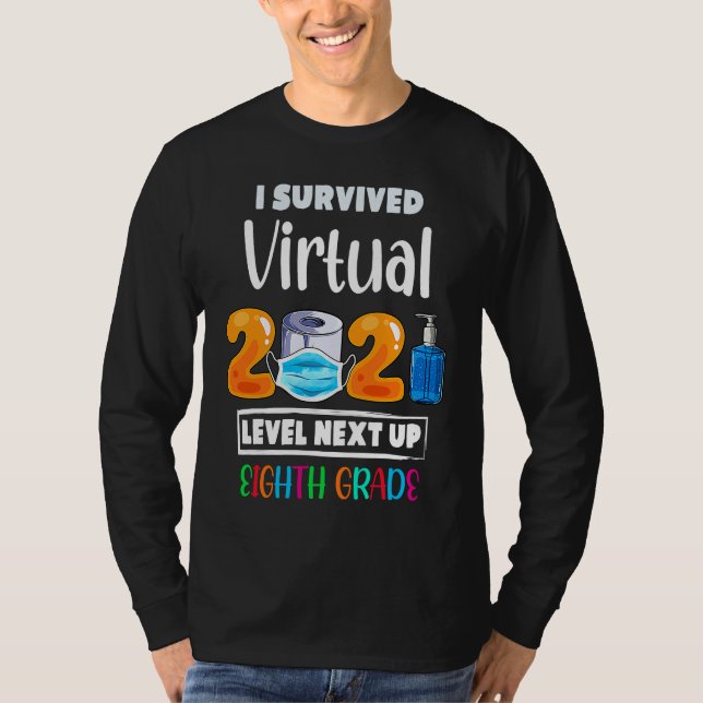 Camiseta I Survived Virtual 7th Grade 2020 2021 Level Up to (Frente)