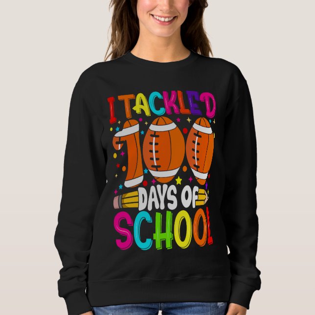 Camiseta I Tackled 100 Days of School   Boys Kids Football (Frente)