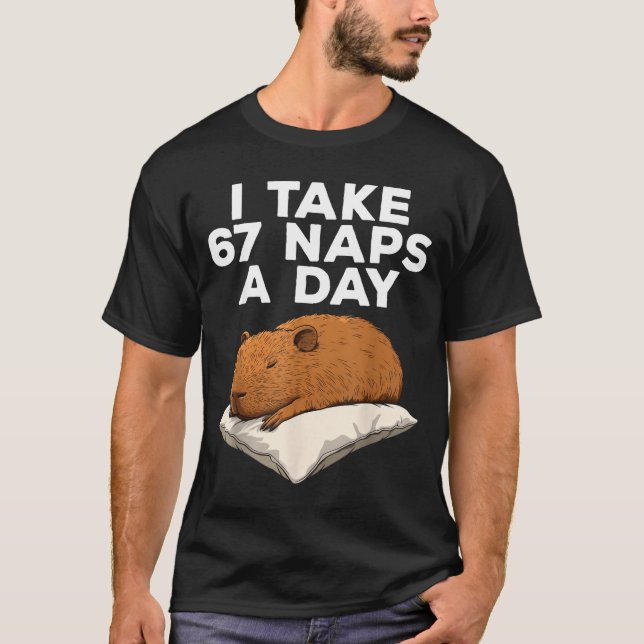 Camiseta I Take 67 Naps A Day Funny Capybara Six Seven Meme (Frente)