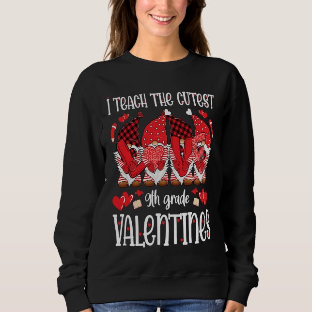 Camiseta I Teach The Cutest 9th Grade Valentines Gnomes Tea (Frente)