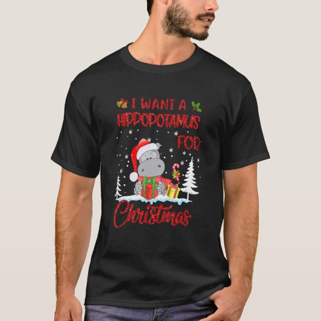 Camiseta I Want A Hippopotamus For Christmas Boys Girls Par (Frente)