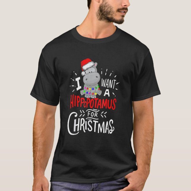Camiseta I Want A Hippopotamus For Christmas Cute Xmas Hipp (Frente)