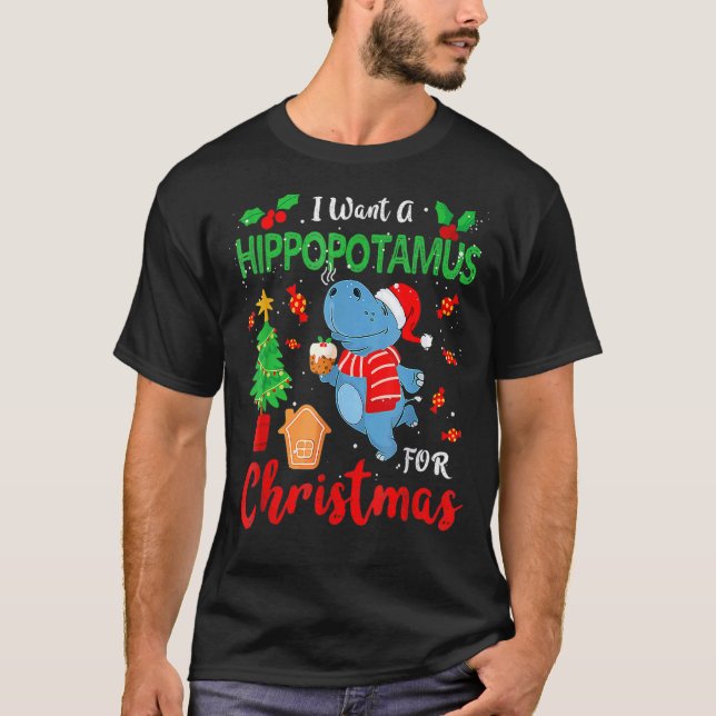 Camiseta I Want A Hippopotamus For Christmas Xmas Hippo for (Frente)