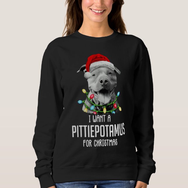 Camiseta I Want A Pittiepotamus For Christmas Pitbull (Frente)