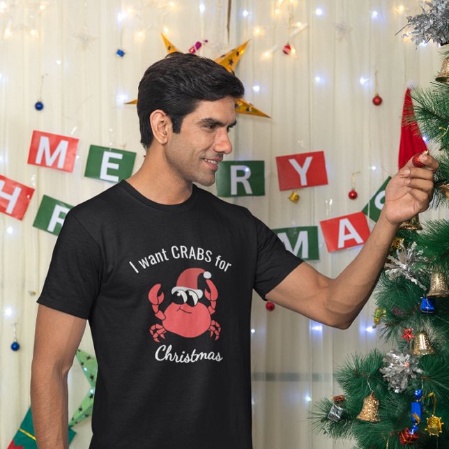 Camiseta I Want CRABS for Christmas Funny Crab Santa Hat  (Criador carregado)