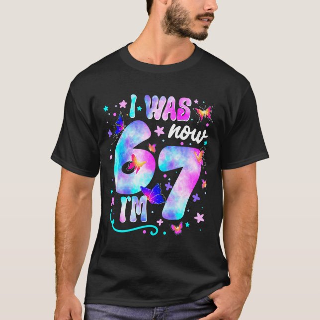 Camiseta I Was 6 Now I’m 7 Butterfly 7th Birthday Girls Kid (Frente)