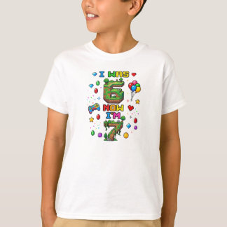 Camiseta I Was 6 Now I'm 7 Pixel Block Birthday Graphic