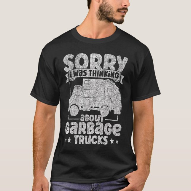 Camiseta I Was Thinking About Garbage Trucks for Toddler Bo (Frente)