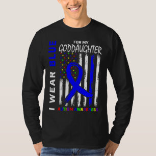 Camiseta I Wear Blue For Goddaughter Autism Awareness Flag
