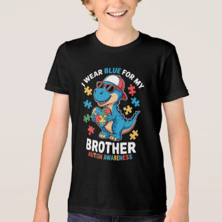 Camiseta I Wear Blue for My Brother Dino Autism Awareness