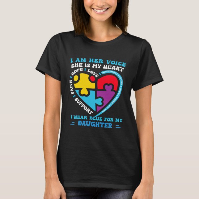 Camiseta I Wear Blue For My daughter Autism Awareness mom d (Frente)