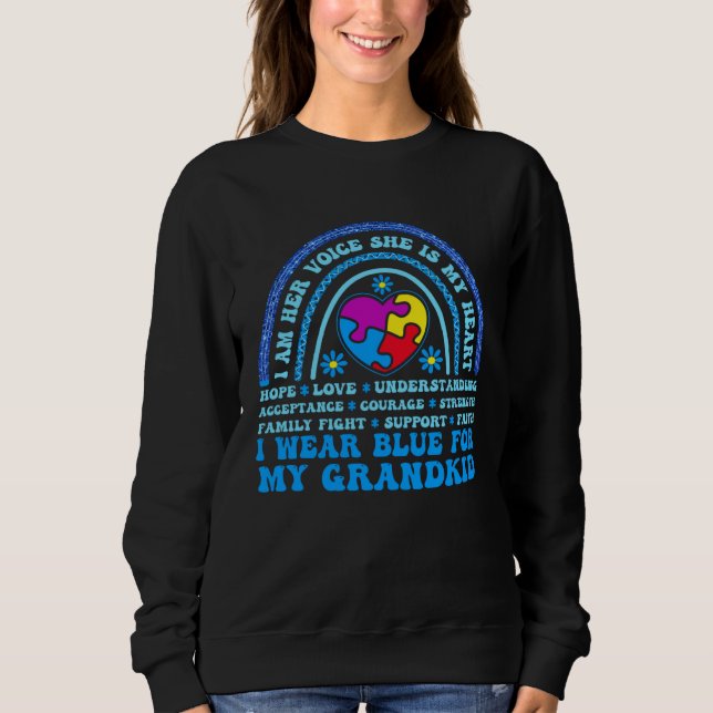 Camiseta I Wear Blue For My Grandkid Autism Awareness Grand (Frente)