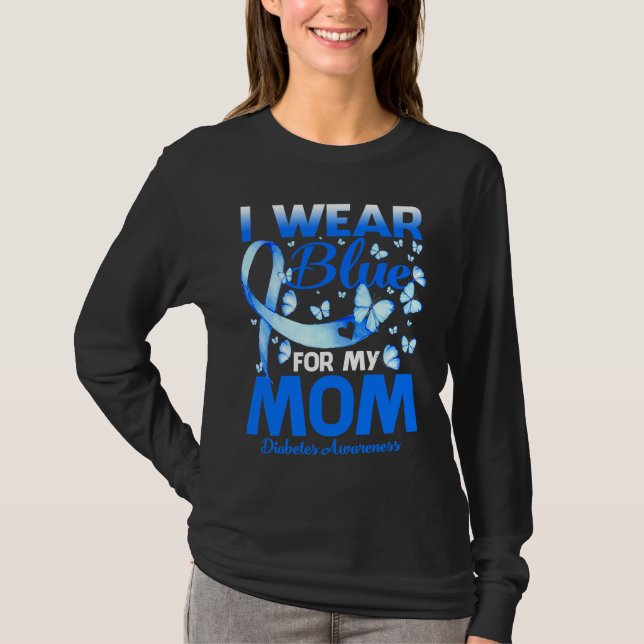 Camiseta I Wear Blue For My Mom Diabetes Awareness (Frente)