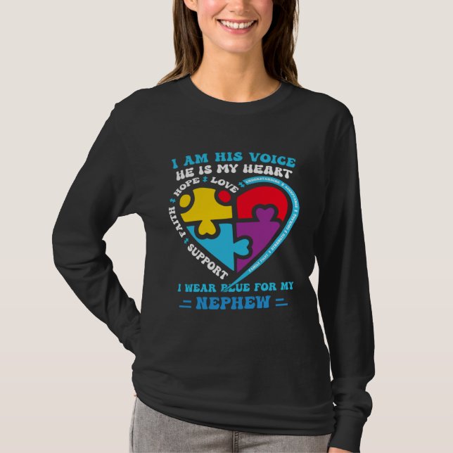 Camiseta I Wear Blue For My nephew Autism Awareness groovy  (Frente)
