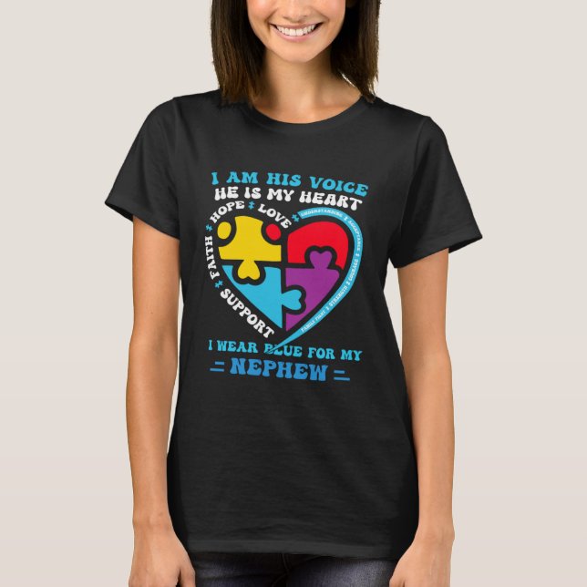 Camiseta I Wear Blue For My nephew Autism Awareness groovy  (Frente)