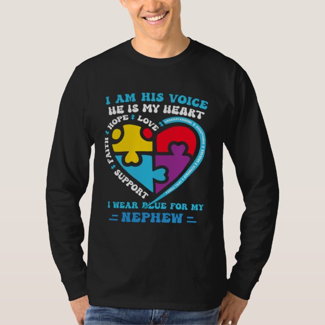 Camiseta I Wear Blue For My nephew Autism Awareness groovy  (Frente)