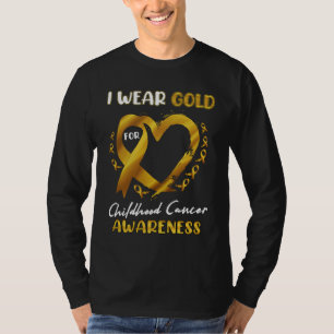 Camiseta I Wear Gold For Childhood Cancer Awareness Heart L