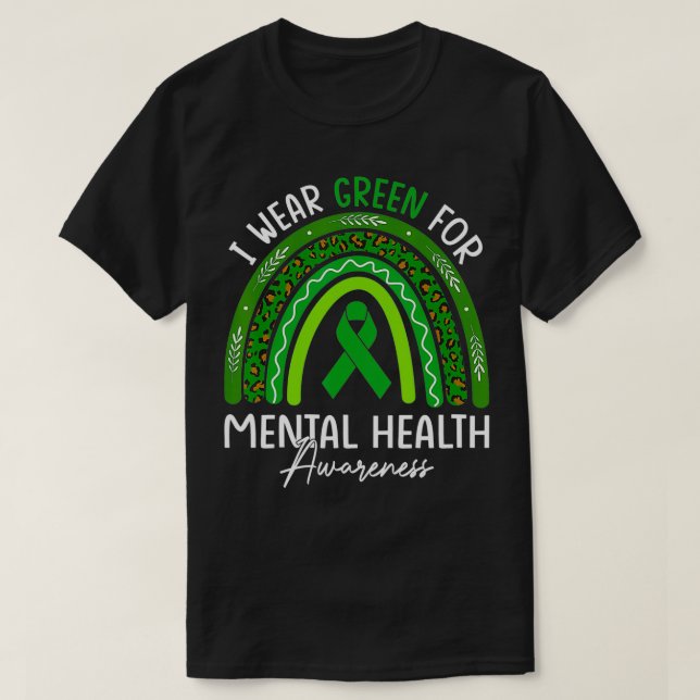 Camiseta I Wear Green For Mental Health Awareness cool japa (Frente do Design)
