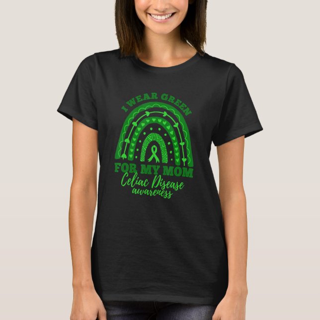 Camiseta I Wear Green For My Mom Rainbow Celiac Disease Awa (Frente)