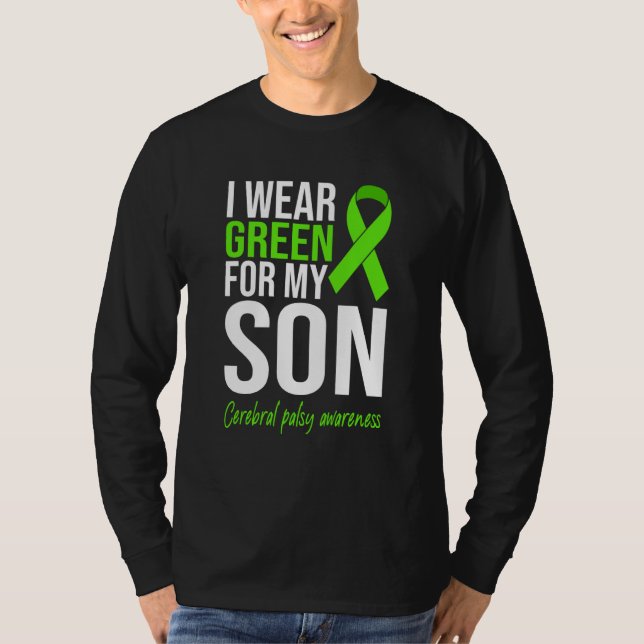 Camiseta I Wear Green For My Son Cerebral Palsy Awareness M (Frente)