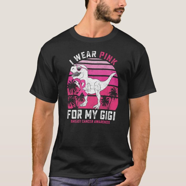 Camiseta I Wear Pink For My Gigi Rex Dinosaur Ribbon Toddle (Frente)