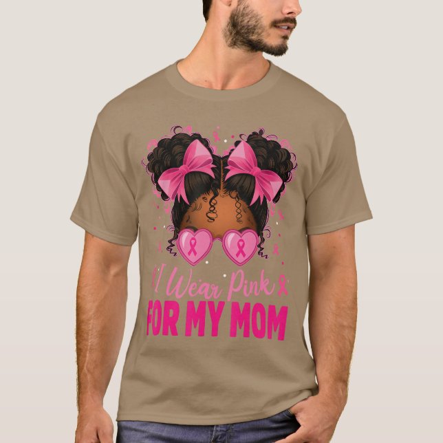 Camiseta I Wear Pink for My Mom Breast Cancer Afro Girls To (Frente)