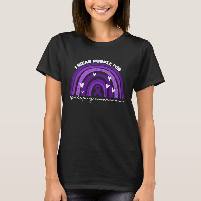 Camiseta I Wear Purple For Epilepsy Awareness Purple Ribbon (Frente)