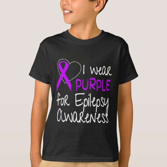 Camiseta I Wear Purple For Epilepsy Awareness Ribbon  (Frente)